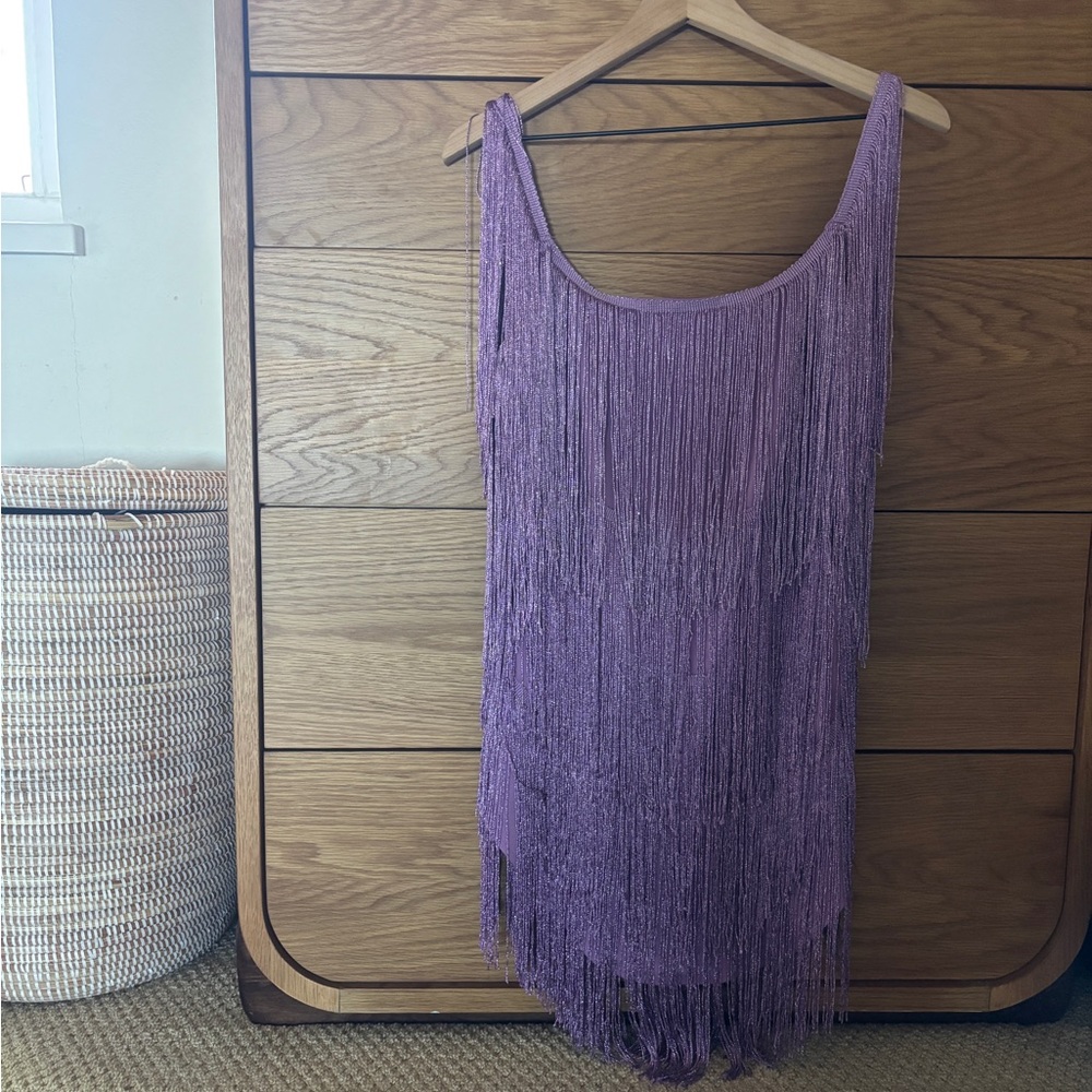 Elegant Purple Fringe Mini Dress